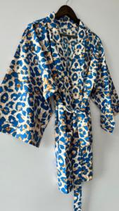 Robe de Spa Boho bleue légère pour femme 100% coton Kimono Cover-Up thermique pour l'été plage hiver Resort Wear ODM Supply - Product Image 2