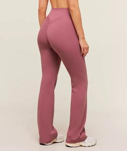 Pantalons de yoga à jambe droite et taille haute pour femmes, en gros, personnalisés, pour la course à pied et le fitness, longueur complète, bas évasés pour l'entraînement - Product Image 5
