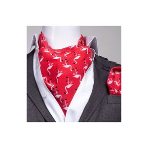 <b>Red</b> Stork Pattern Men's Textile Scarf <b>Handkerchief</b> Set One Size - Product Image 1