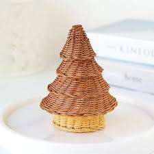 Arbre de Noël en rotin artisanal du Vietnam Décoration de vacances faite à la main de style rustique naturel - Product Image 5