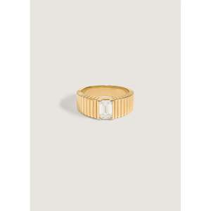 Anillo Solis Emerald Diamond con diseño acanalado - Product Image 1