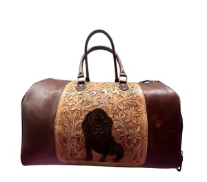 Handcrafted Leather Carry Bag Engraved Design Travel Duffel Spacious Cabin <b>Luggage</b> Overnight Weekender Utility Holdall - Product Image 3