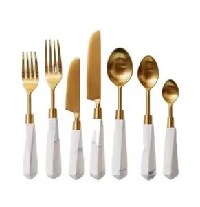Diseño minimalista chapado en oro brillante impresionante cubiertos juegos de cubiertos atractivo centro de mesa Mesa cena cubiertos utensilios - Product Image 5