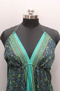 2023 haute qualité dame décontracté imprimé fleuri longue Maxi robe respirant été vacances dos nu en mousseline de soie taille libre tissé modèle - Product Image 4