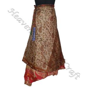 Nouveau 2 Couche Magique Classique Vintage Sari Soie Jupes Wrap Réversible Vintage Soie Magique 38 pouces Longueur Jupe Wrap Halter Tube Robe - Product Image 5