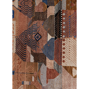 Alfombra Geométrica Grande Freedom Manchaha de Lana y Seda de Bambú, Anudada a Mano, en Rojo y Naranja, para Hogar y Pasillo - Les-8389 - Product Image 3