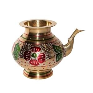 Lota en laiton pur vintage de haute qualité avec peinture rouge et verte et finition polie pour une utilisation en cuisine, lota en laiton arabe antique - Product Image 1
