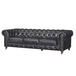 Canapé Chesterfield convertible 3 places en cuir véritable, design moderne et nouveau, mobilier de luxe pour salon, maison, villa, école - Product Image 6
