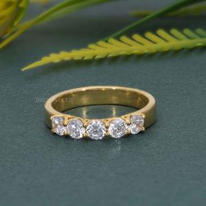 Timeless IGI certificado VVS Lab Grown Diamond 14K oro sólido enrejado cinco piedras anillo de boda joyería de moda fina para mujeres - Product Image 1