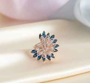 แหวนเงินแท้ 925 ประดับเพชรโมอิสซาไนต์สีน้ำเงิน ดีไซน์ทันสมัย ขายดีที่สุด - Product Image 1