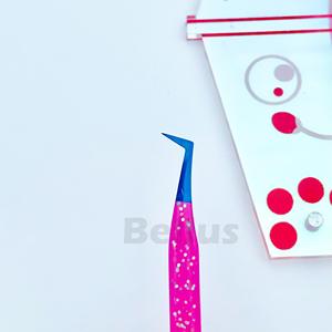 Pinzas de pestañas de volumen de punta de fibra rosa de acero inoxidable, pinzas de extensión de pestañas, fabricante, proveedor de logotipo personalizado - Product Image 5