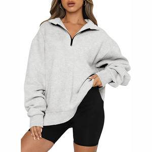 Sudaderas personalizadas de estilo deportivo con media cremallera para mujer, sudaderas transpirables de algodón con estampado en relieve en 3D, ropa de calle con media cremallera - Product Image 1