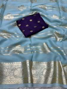 Celebrity looks Pure Viscose Georgette party wear sari con blusa dola de viscosa - Product Image 4