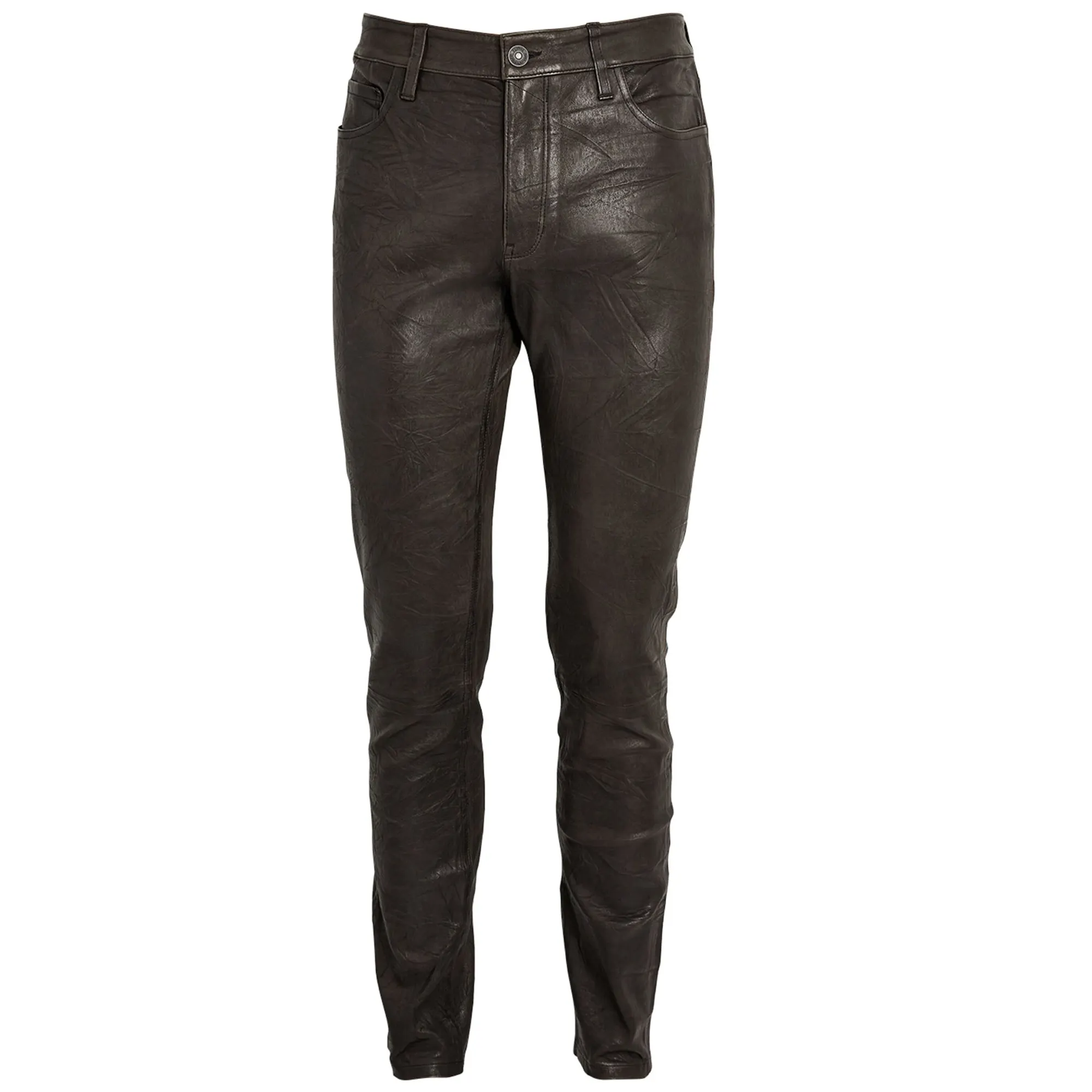 Sos Hoge Kwaliteit Katoen Materiaal Trendy Modieuze Zwarte Kleur Slim Fit Leren Broek Voor Heren Specialist Leren Broek