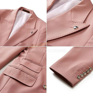 ชุดทักซิโด้สุดหรูสำหรับผู้ชายชุด2ชิ้นกระดุมสองแถวทรงพอดีตัวพร้อมเบลเซอร์และกางเกงดีไซน์กระดุมสำหรับงานแต่งงาน - Product Image 2