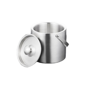 Seau à glace simple à double paroi isolé en acier inoxydable avec couvercle et poignée 1.5 litres, idéal pour les hôtels, les restaurants et les fêtes de mariage - Product Image 1