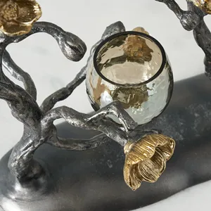 Portavelas de decoración para el hogar recién llegado con tapa de vidrio multisoporte y base de aluminio para Navidad, venta al por mayor - Product Image 6