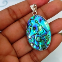 Pendentifs Breloques Bohèmes en Coquille d'Abalone Bleue Naturelle Forme Poire Ovale, Plaqué Argent sur Laiton, pour Fabrication de Colliers et Pierres Précieuses