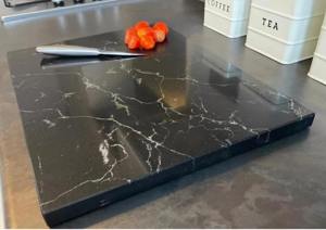 Tabla de Cortar de Mármol Negro de Lujo con Tono Blanco, Perfecta para Clases de Cocina, Uso Doméstico y Profesional - Product Image 2