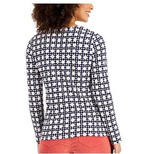 Maglia da Donna Charter Club Taglia Grande in Cotone Pima Stampato Bianco Tessuto Lavorato a Maglia - Product Image 3