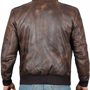 Chaqueta de Cuero de Moda Personalizada de Primera Calidad, Chaqueta de Cuero Genuino Hecha a Mano para Hombre, Color Marrón Oscuro Encerado - Product Image 6