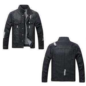 Vente en gros Veste denim noire personnalisée Veste de cowboy unisexe de couleur unie décontractée pour hommes Street Wear avec rembourrage en coton Petite quantité minimale de commande - Product Image 6
