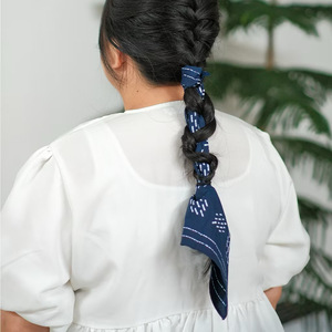 Écharpe bandana carrée en toile de coton 100% premium, teinte naturelle, faite à la main, style japonais Shibori, accessoire pour cheveux - Product Image 6