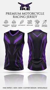 เสื้อกล้าม HIKE IMPEX สีดำ สำหรับผู้ชาย ผ้าถักสแปนเด็กซ์ ป้องกันแบคทีเรีย สปอร์ต ทรงวีเนค เหมาะสำหรับปั่นจักรยาน แข่งรถ  รับผลิตเสื้อทีมตามสั่ง - Product Image 4