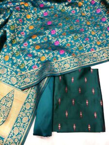 Saris en soie brodée sur mesure avec finition métallique en zari véritable pour l'ameublement et les vêtements - Product Image 6