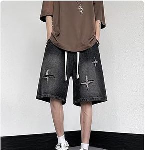 Short en jean taille haute surdimensionné avec broderie en tissu de coton de haute qualité personnalisé Short en jean brodé avec appliques - Product Image 4