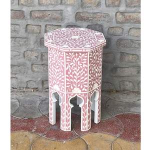 Bone Inlay Side Table Modern Art Antique Design Durable Premium Accent <b>Furniture</b> for Stylish Bedroom <b>Decor</b> Classic <b>Homes</b> - Product Image 2