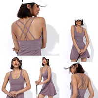 Costume de tennis sexy personnalisé avec logo, robe de golf deux pièces, tenue de sport de plein air, jupe de tennis de badminton tendance