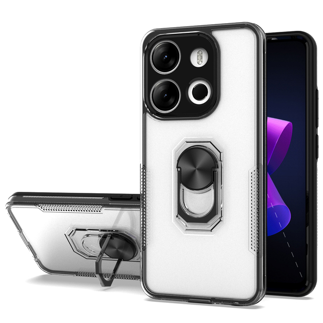 New Clear Transparent Design Metal Ring Kickstand Mobile Phone Case for Tecno Spark 10 Pro 10C Camon 19
