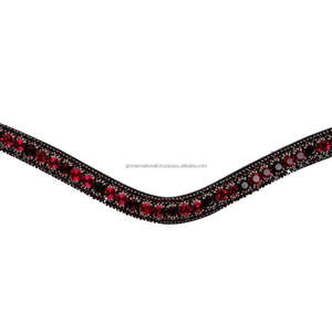 Bande de front en forme de vague 3 rangées de cristal multicolore sur mesure en cuir véritable bande de front de cheval pour bride anglaise - Product Image 4