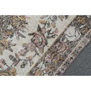 Turkish Vintage Area Rug 3.8x6.6 ft, <b>Brown</b> Solid Rug <b>Wool</b> - Product Image 5