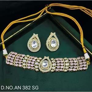 Collar Mojisanite con Corte de Pera y Engaste de Bisel, Estilo Mehandi, para Eventos Culturales y Celebraciones Especiales para Mujeres, Modelo 382 SG/D-4 - Product Image 2