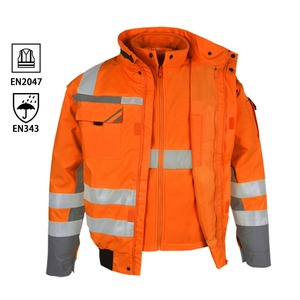 แจ็กเก็ตขนแกะสะท้อนแสง Hi VIS สำหรับฤดูหนาวซิปปกคอตั้งกันน้ำปรับแต่งโลโก้ได้ - Product Image 5