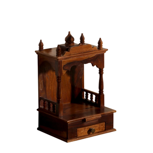 Wooden Pooja <b>Mandir</b> Handmade Hindu Temple Solid Wood Prayer Altar for Home With Brown Polish Living Room KA739 - Product Image 4