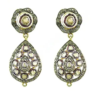 Pendientes de Diamantes en Forma de Lágrima con Baño de Oro de Lujo, Joyería Elegante - Product Image 3