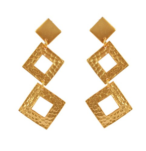 Nouvel arrivage de grandes boucles d'oreilles en laiton de forme carrée en pierre Sterling 925 - Product Image 1