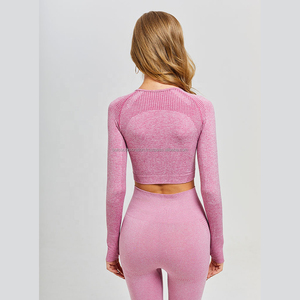 Ensemble de leggings de yoga pour femmes taille haute personnalisé Style solide à la mode vêtements de sport d'entraînement beauté fesses pantalons de course pour femmes - Product Image 5