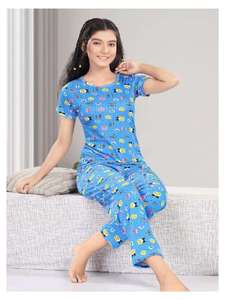 Ensemble de vêtements de nuit imprimés pour enfants, deux pièces, avec haut de nuit à col rond et pantalon assorti, pour le repos quotidien et les loisirs à la maison - Product Image 5