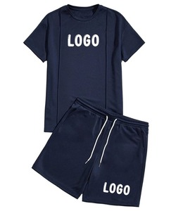 2023 personalizar Logo diseñador blanco camiseta y pantalones cortos conjunto para hombre 2 dos piezas verano conjunto corto camiseta para hombre Logo manga corta T-s - Product Image 4