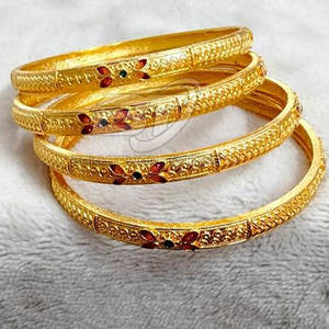 Women Gold Plated Bangles Set Traditional Custom Bridal Jewelry Elegant Women Bangles In Adult Size - Product Image 4