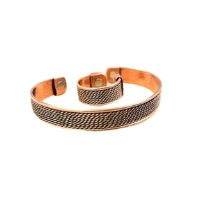 Twisted Design in Mid Copper <b>Magnetic</b> Bracelet and <b>Ring</b> Open Cuff High Rated Jewelry Cuff Best for Valentine and Christmas Gift - Product Image 1