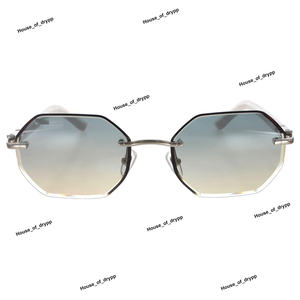 Lunettes de soleil à monture argentée avec verres dégradés, design octogonal unique, qualité supérieure, lunettes de mode élégantes, unisexe - Product Image 2