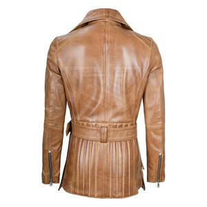 Chaqueta de cuero genuino de la mejor calidad para mujer Procesamiento de punto Característica transpirable Precio razonable - Product Image 4