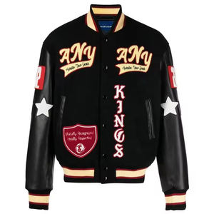 Chaqueta Universitaria Personalizada de Poliéster/Algodón con Cuello Alto, Bordado Chenille, Logotipo Frontal de Invierno, Unisex - Product Image 6