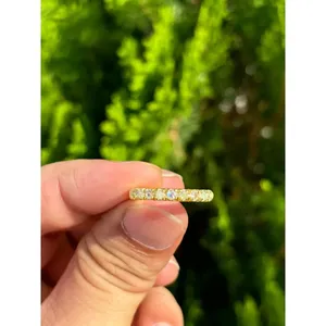 925 Silver Eternity Half Band <b>Ring</b> Moonstone Opal <b>Dainty</b> Platinum Jewelry for Everyday Wear Promises 14k Metal Purity Rhodium - Product Image 1