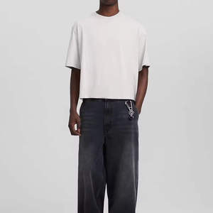 T-shirt pour homme surdimensionné personnalisé, effet délavé au soleil, 100% coton tricoté - Product Image 2